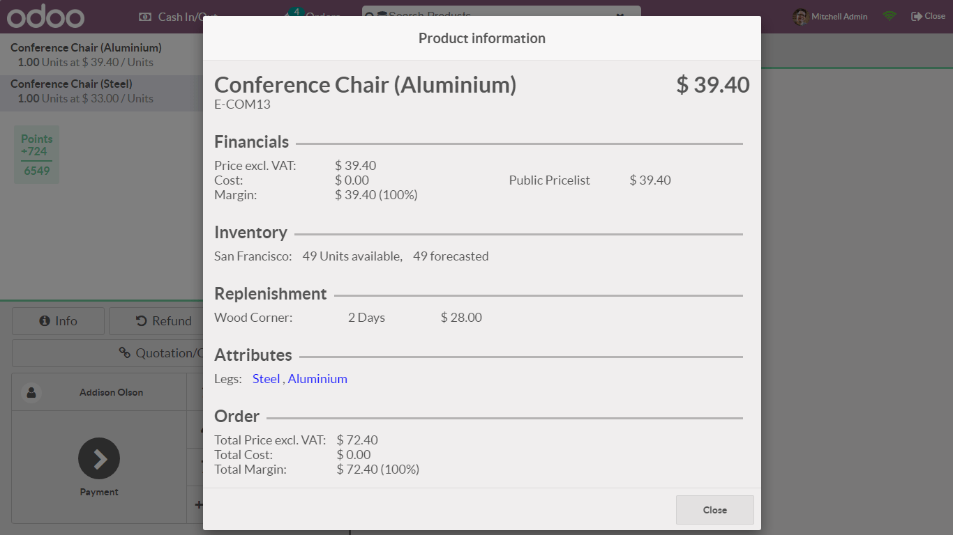 Integrated Inventory Management odoo pos