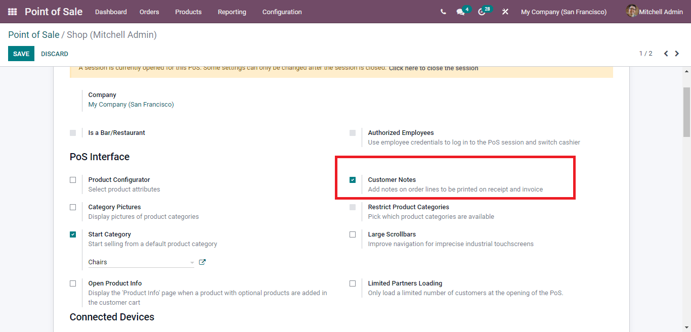 customise note in odoo 15 POS
