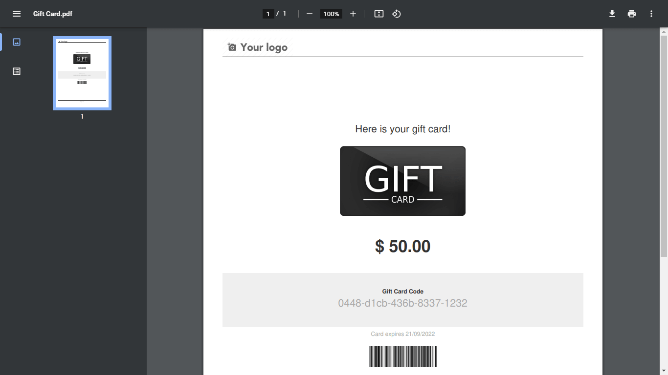 gift card oddo 15 POS