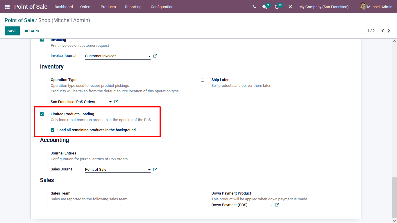 limited product loading odoo 15 pos