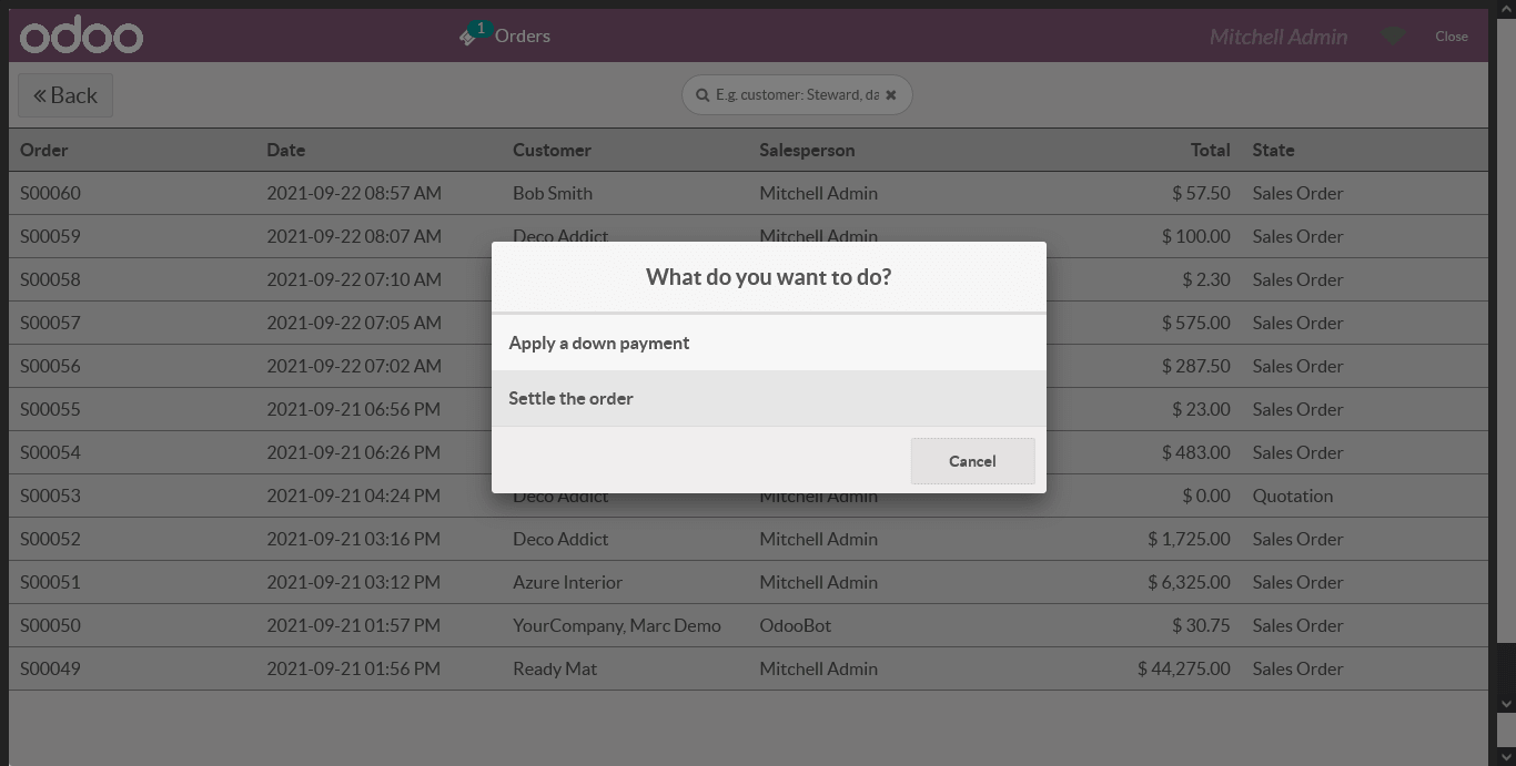 order in odoo 15 pos
