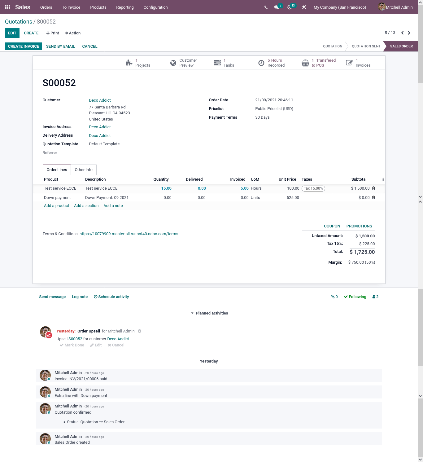 quotation odoo 15 sale