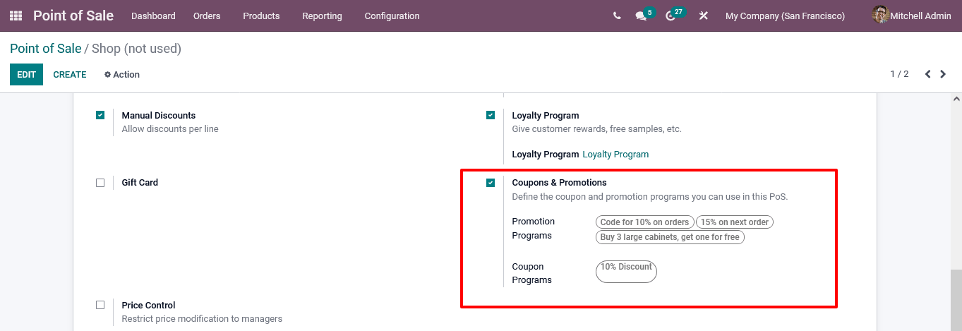 Coupons and Promotions odoo 15 pos