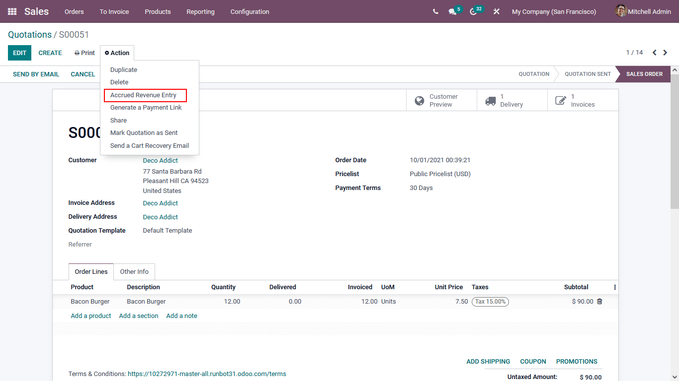 Quotation In odoo sales