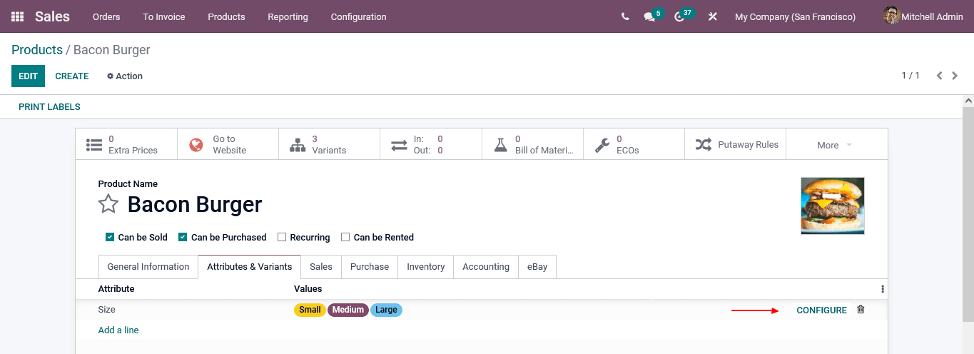 products in odoo sales