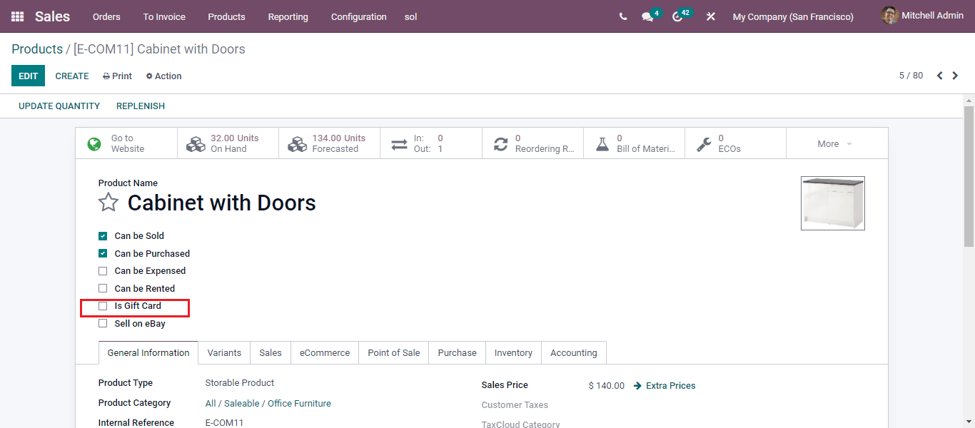 gift card products in odoo