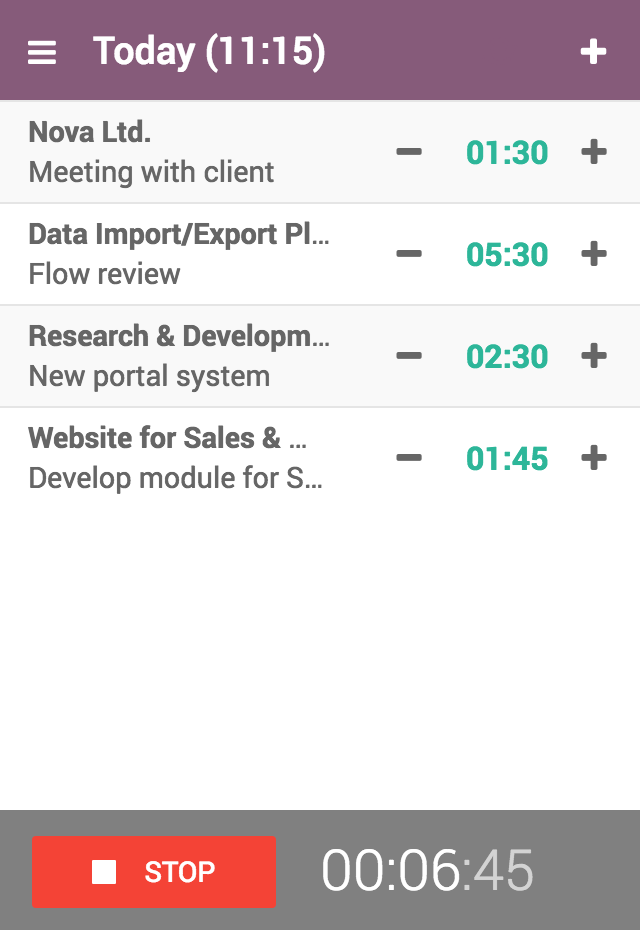 Today activity in odoo timesheet