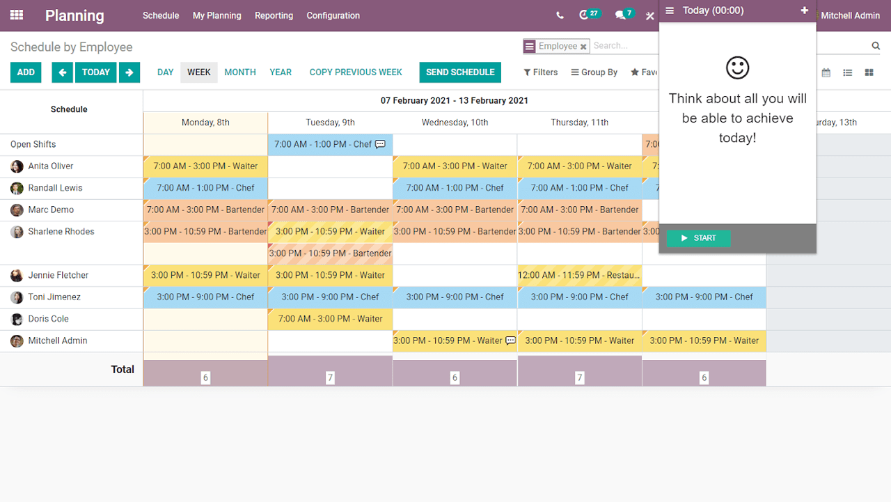 schedule by employee in planning odoo