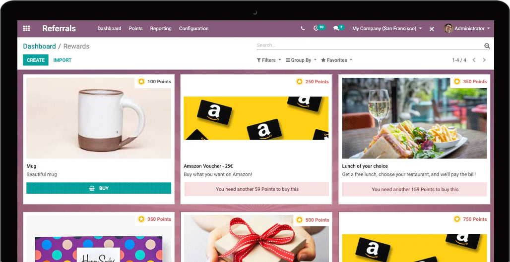 rewards in odoo referrals