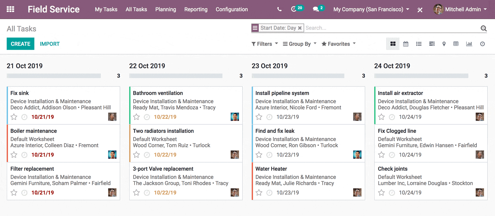 All Task in odoo Field Service