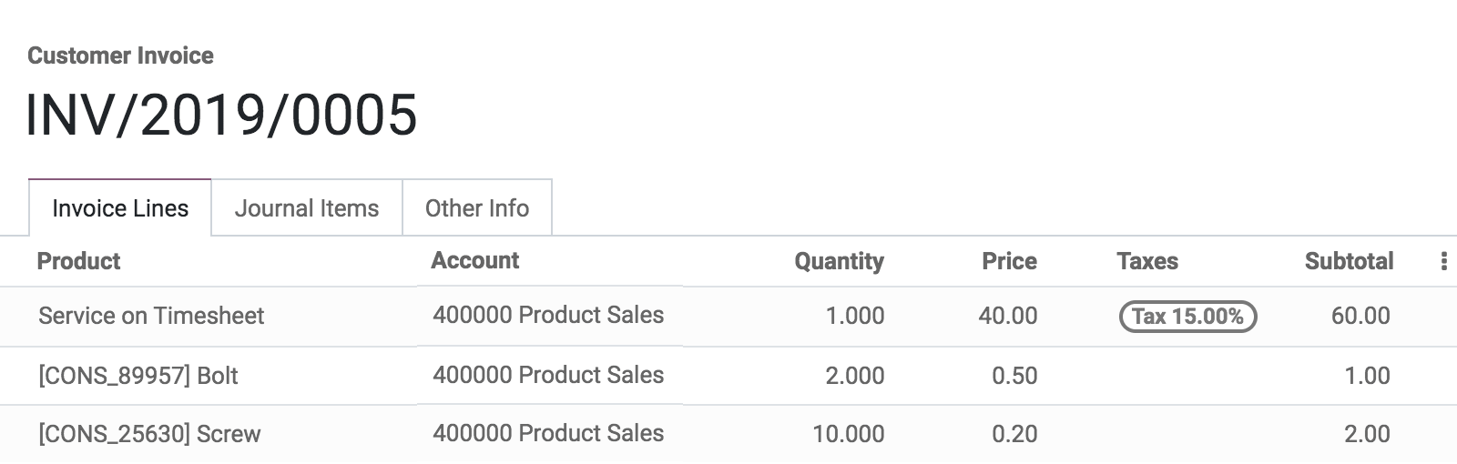 customer invoice in odoo