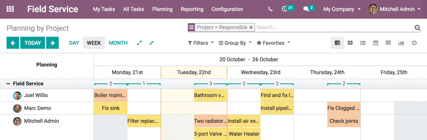 planning by project in field service