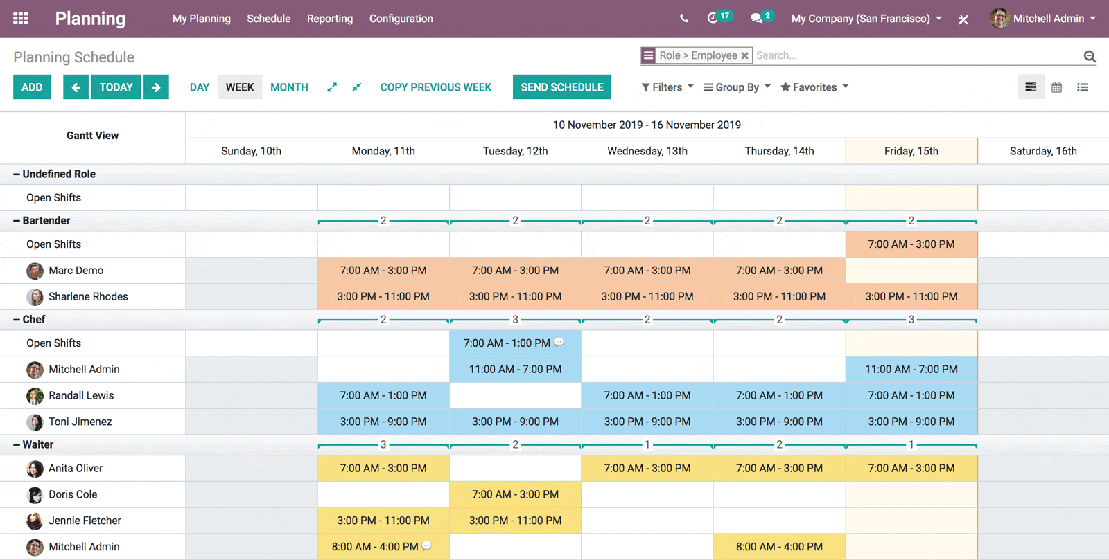 Odoo Planning Schedule