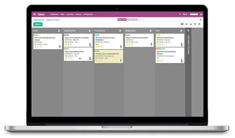 User Interface Odoo kanban view