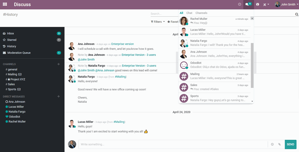 Chat History in odoo discuss