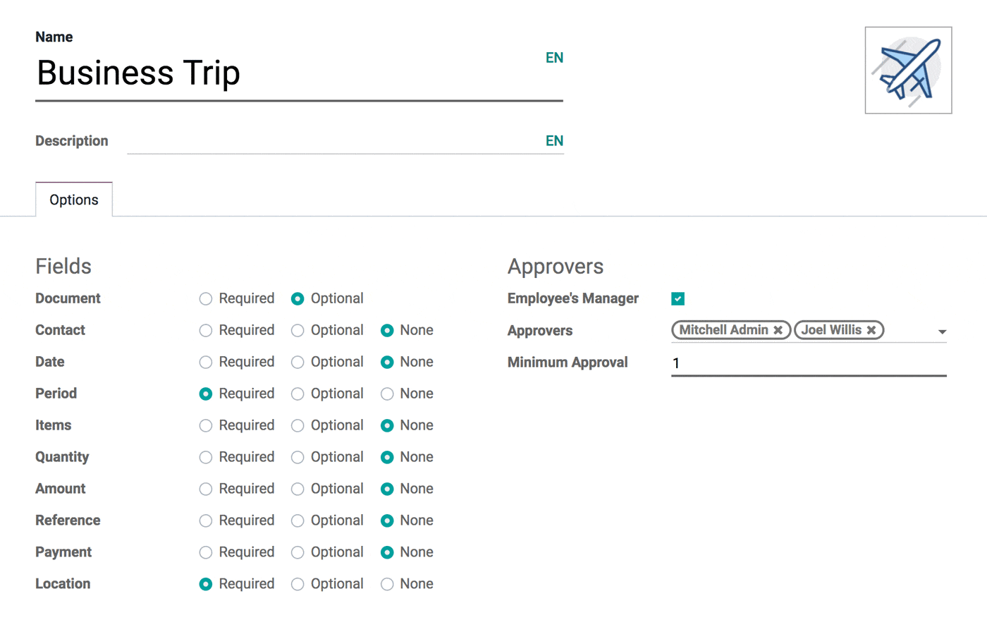business trip management with odoo