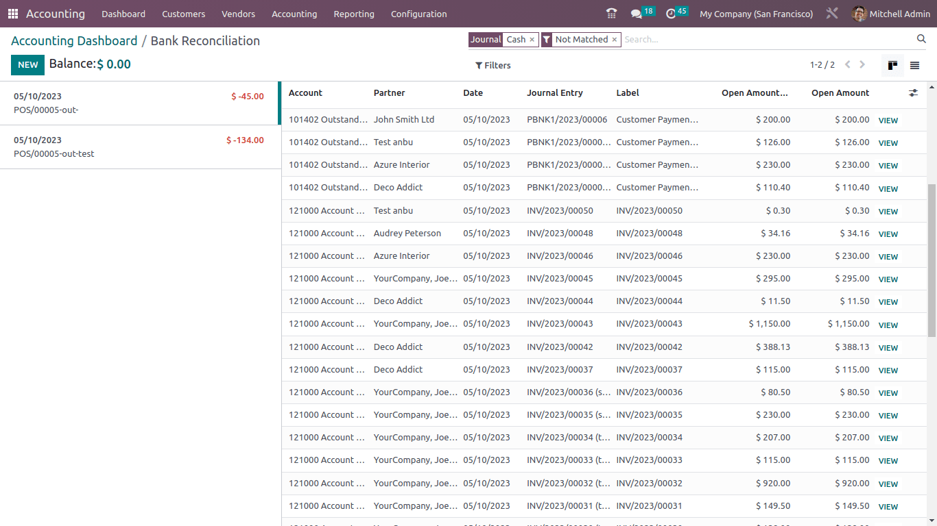 Bank Reconciliation - Odoo Accounting