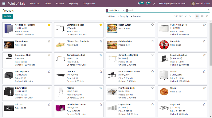 Product view Odoo PoS