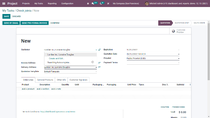 my task in Odoo Project