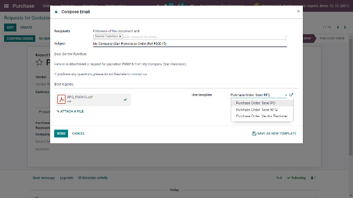 Compose Email In Odoo Purchase