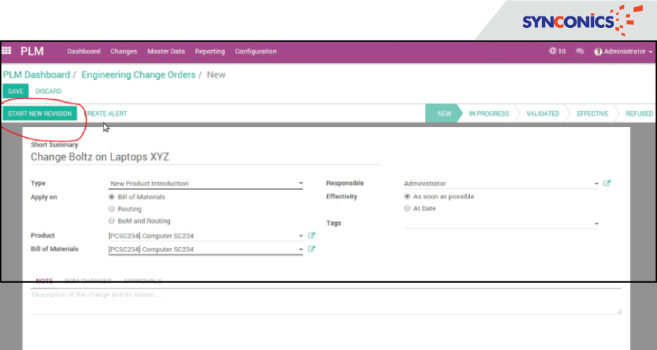 PLM Dashboard - odoo plm(product lifecycle management)