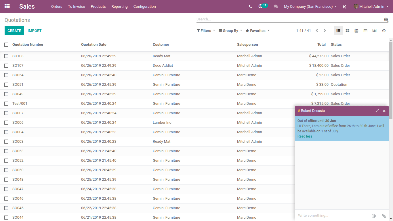 quotation on odoo sales