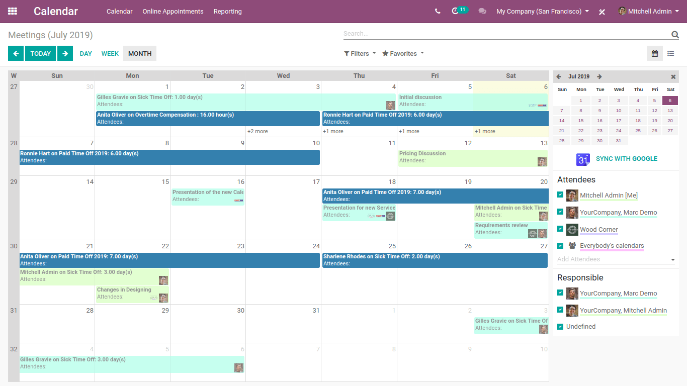 meeting details in calendar