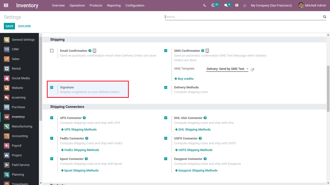 delivery signature in odoo inventory