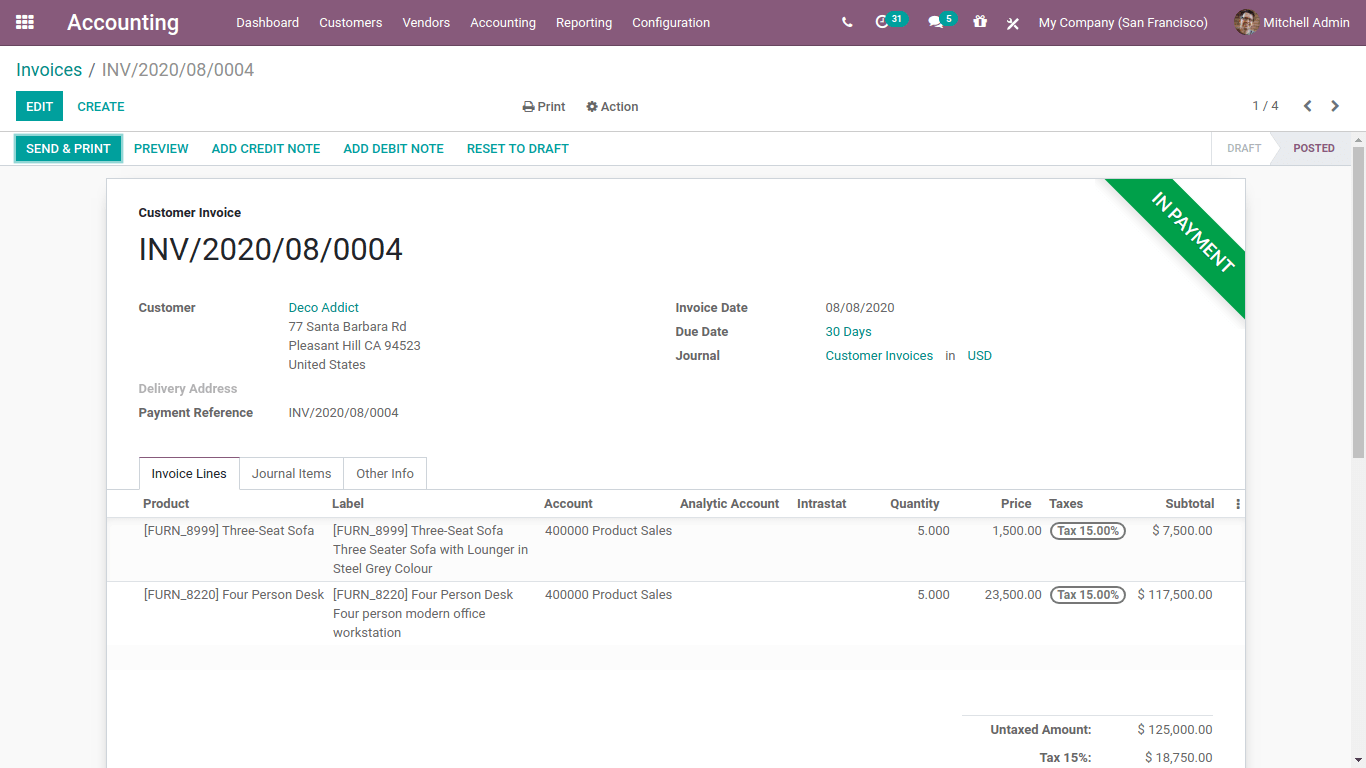 invoicing in odoo accounting odoo 14